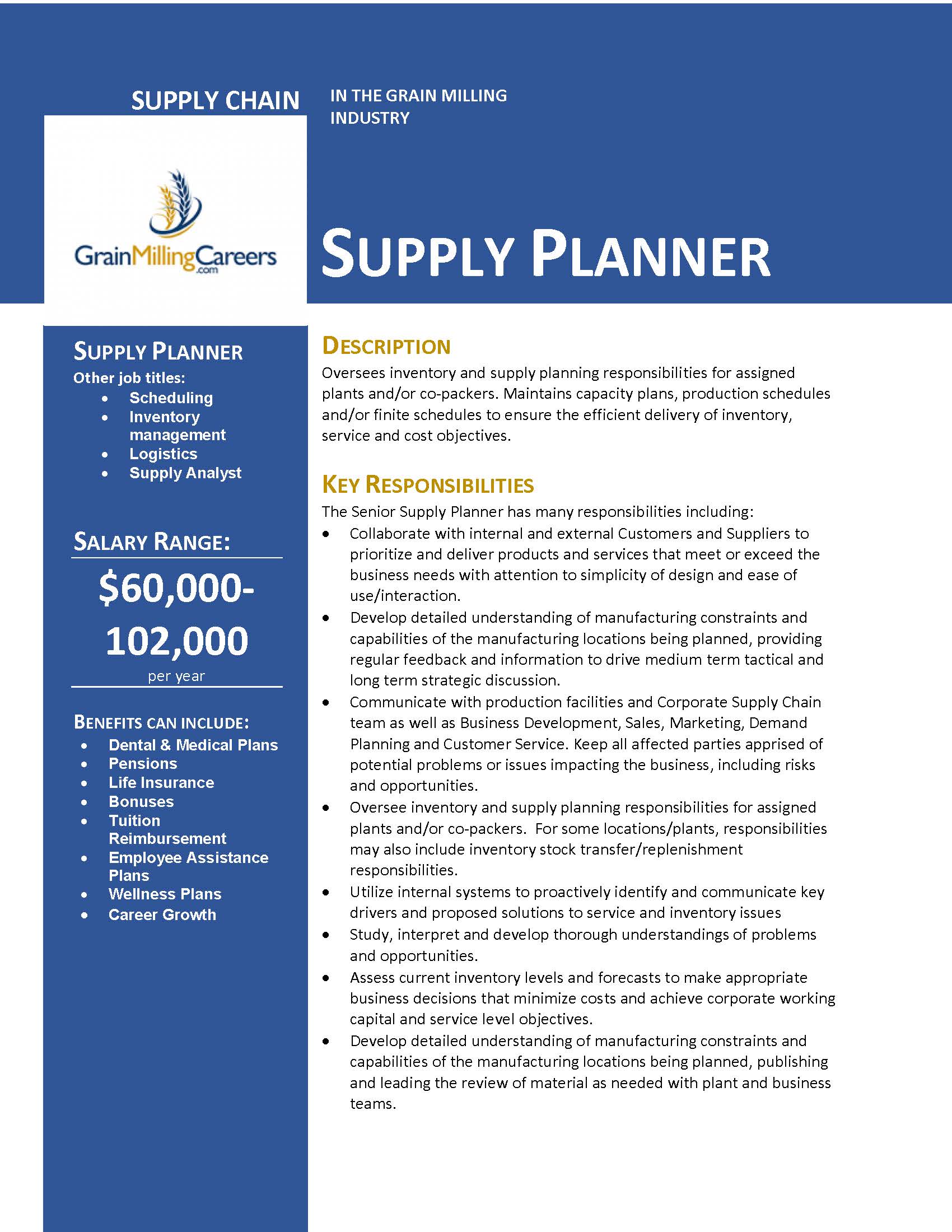 Supply Planner Grain Milling Careers